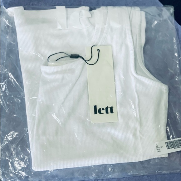 NWT LETT AMAZING Naples Microrib White Faint Shimmer Square Scoop Neck Tank Top - Picture 7 of 17